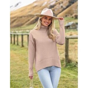 NWT Caracilia Women's Turtleneck Sweater 2025 Winter Chunky Knit Pullover, Small